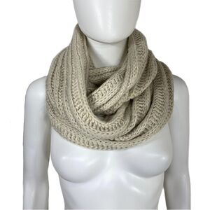 Neosan Bone Colored Ribbed Knit Snood Infinity Scarf
